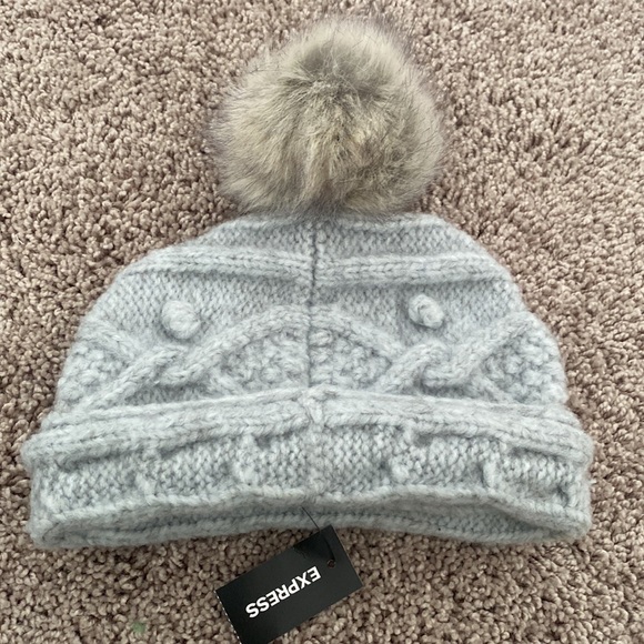 gray bin beanie from express one size nwt - Picture 2 of 4